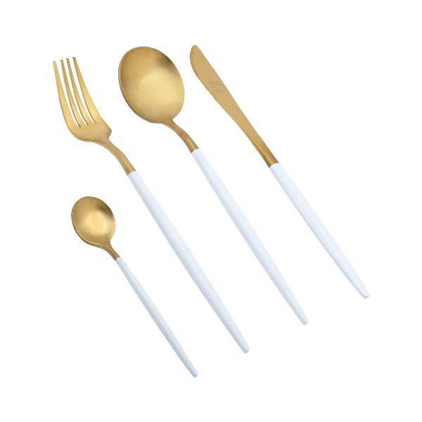 Μαχαιροπήρουνα Σετ 24τμχ Λευκό-Χρυσό Matte Senso Cryspo